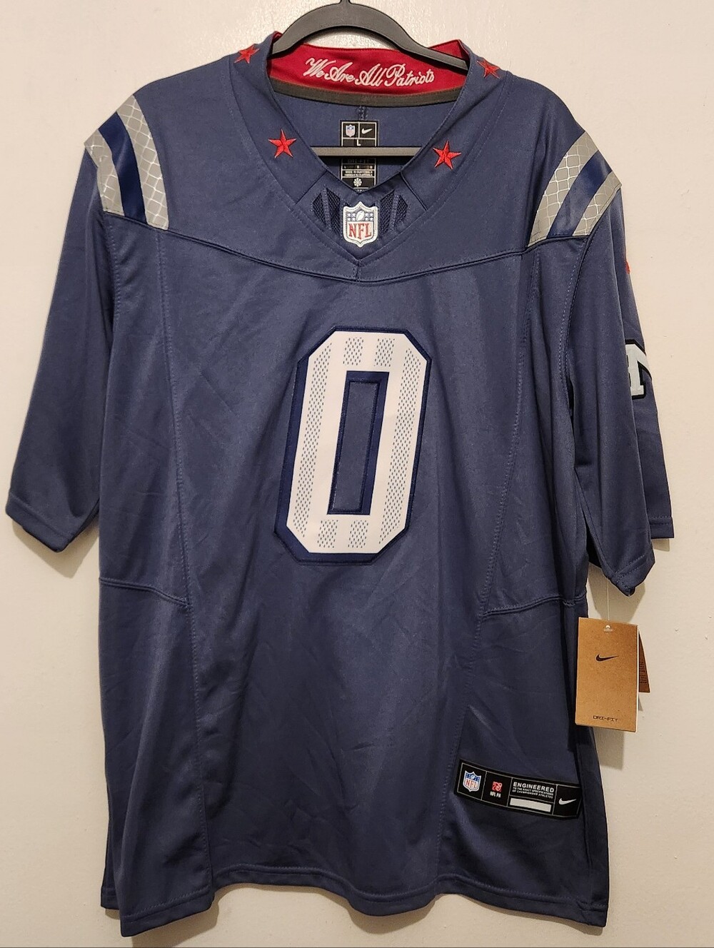 Christian Gonzalez Storm Blue New England Patriots 2025 Jersey